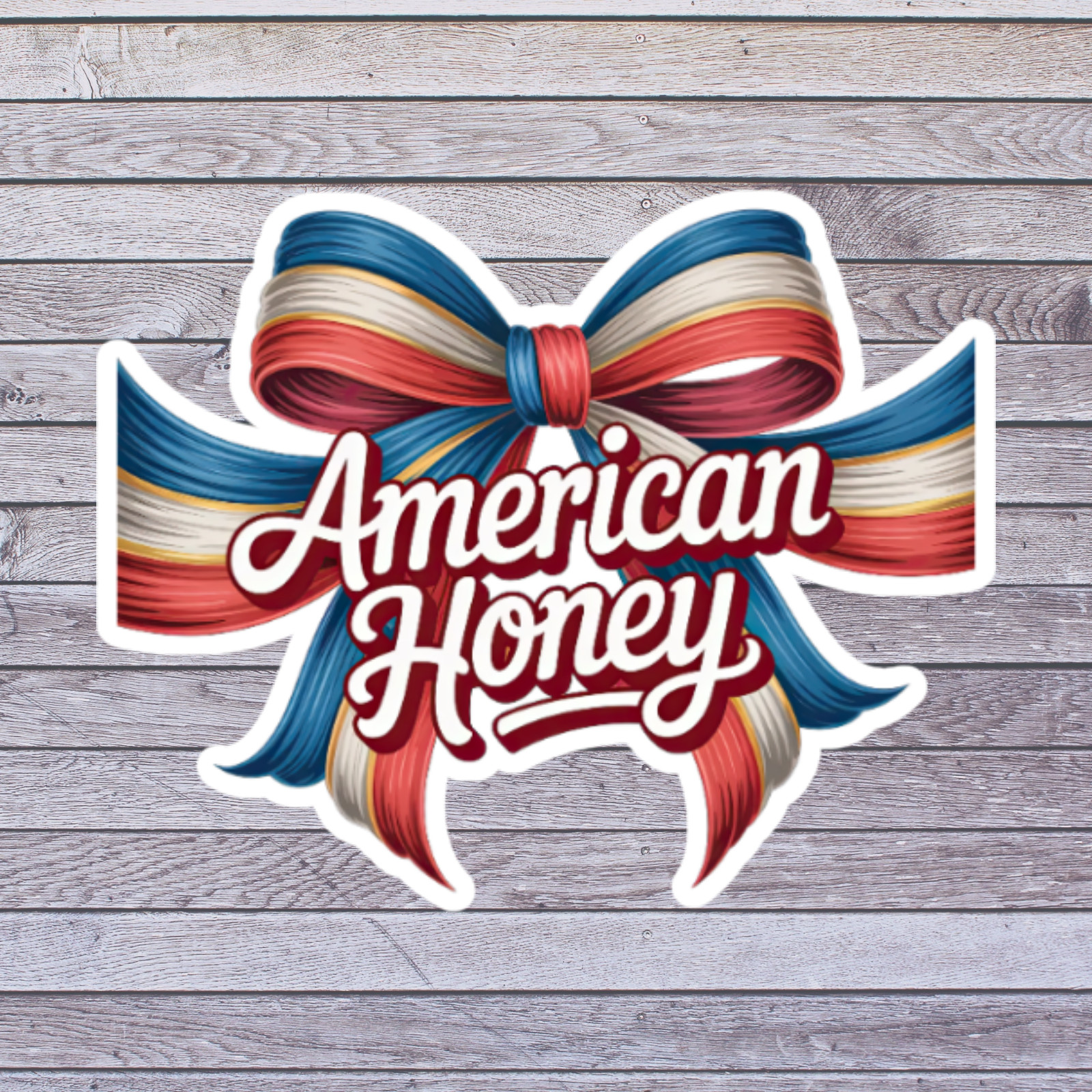 American Sticker Vinyl Decal American Honey Patriotic Ribbon Bow USA