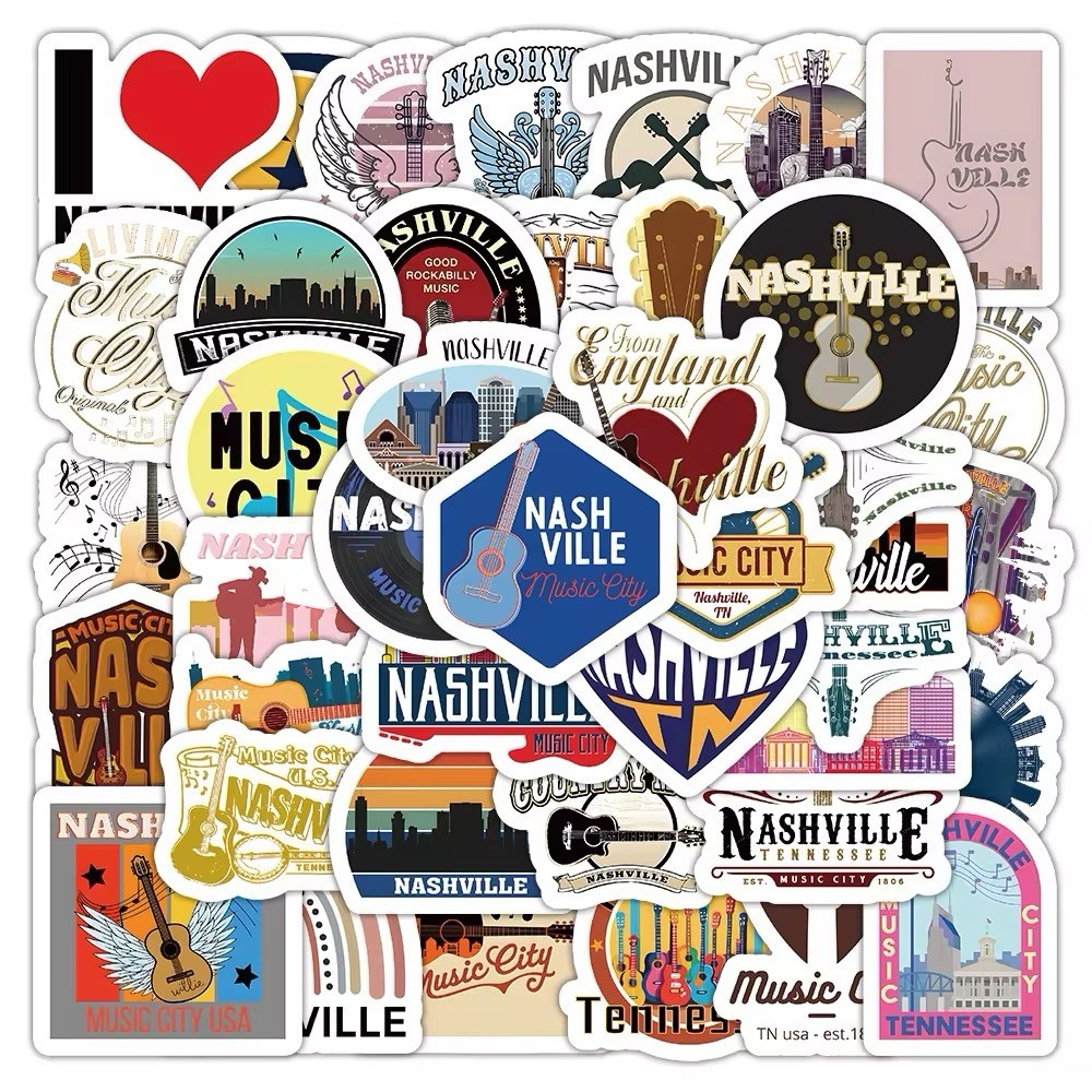 54 Pack Nashville Stickers Tennessee Decals Laptop Hydro Yeti Car Free Shipping!