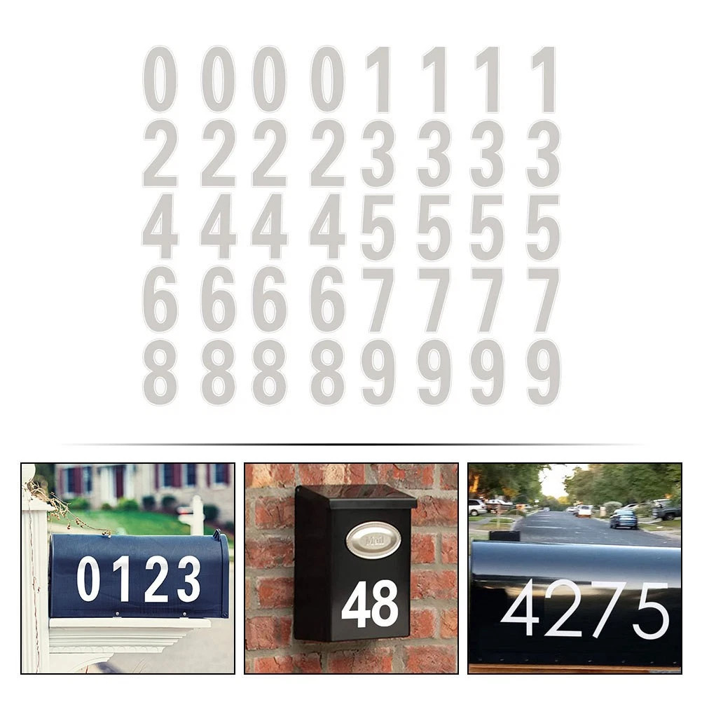 3x Reflective Mailbox Numbers Sticker Decal Die Cut Classic Style Self Adhesive