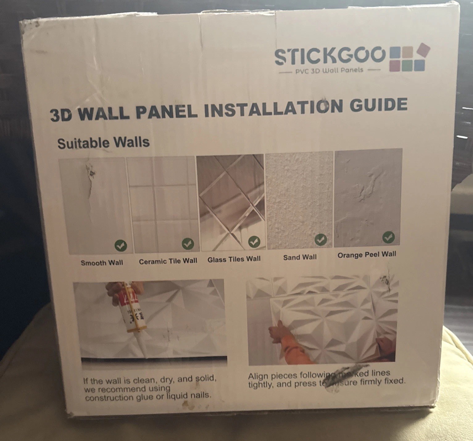 3D Wall Panels 33 Pack 12×12 PVC Textured Accent Wall Diamond Design Wall Decor