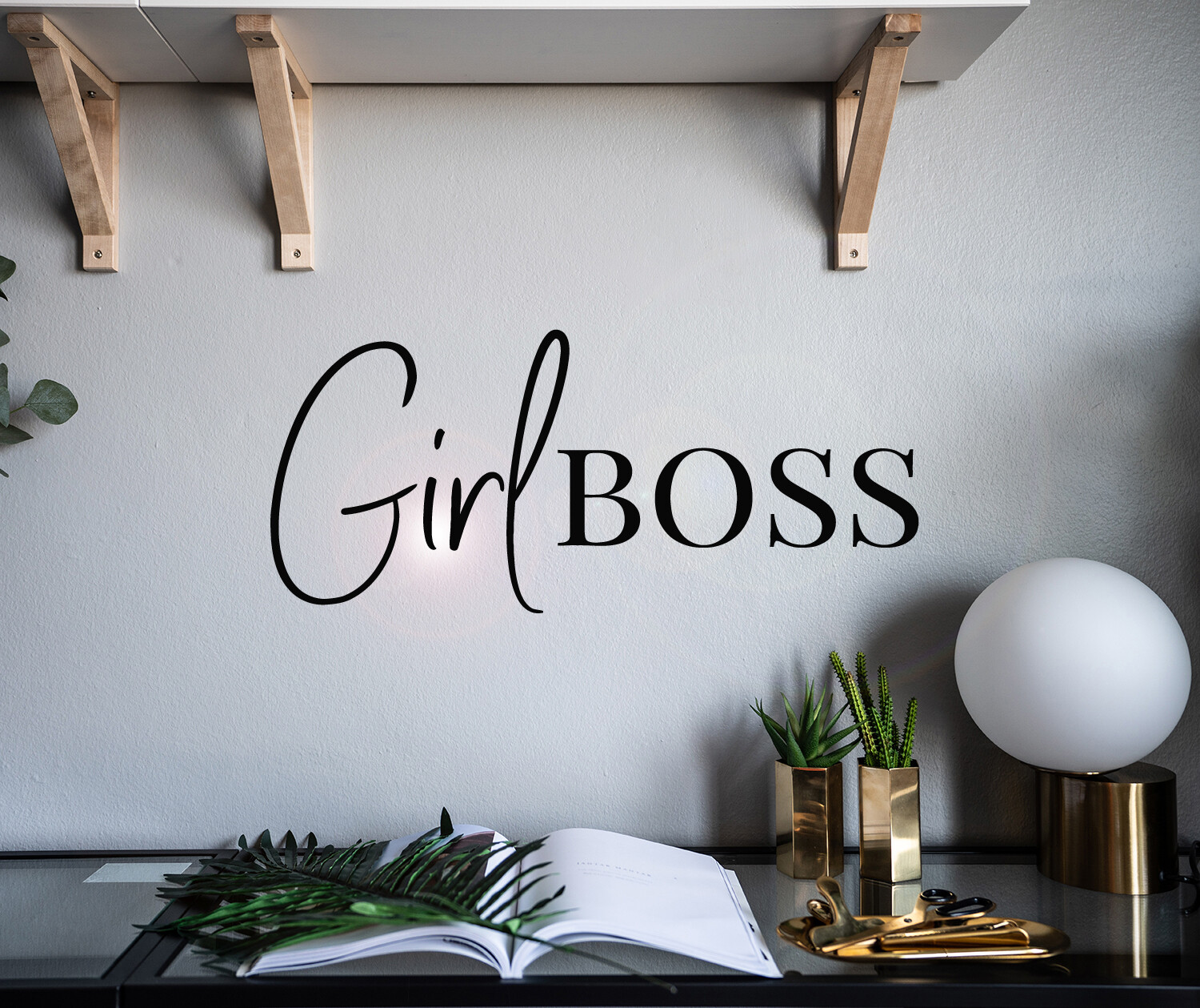 Vinyl Wall Decal Girl Boss Inspiring Quote Stickers Mural 22.5 in x 11 in gz152