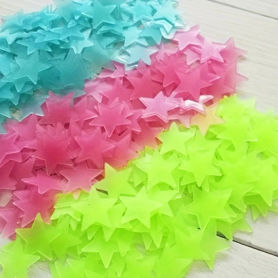 100PCS 3CM Luminous Star Wall / Ceiling Sticker