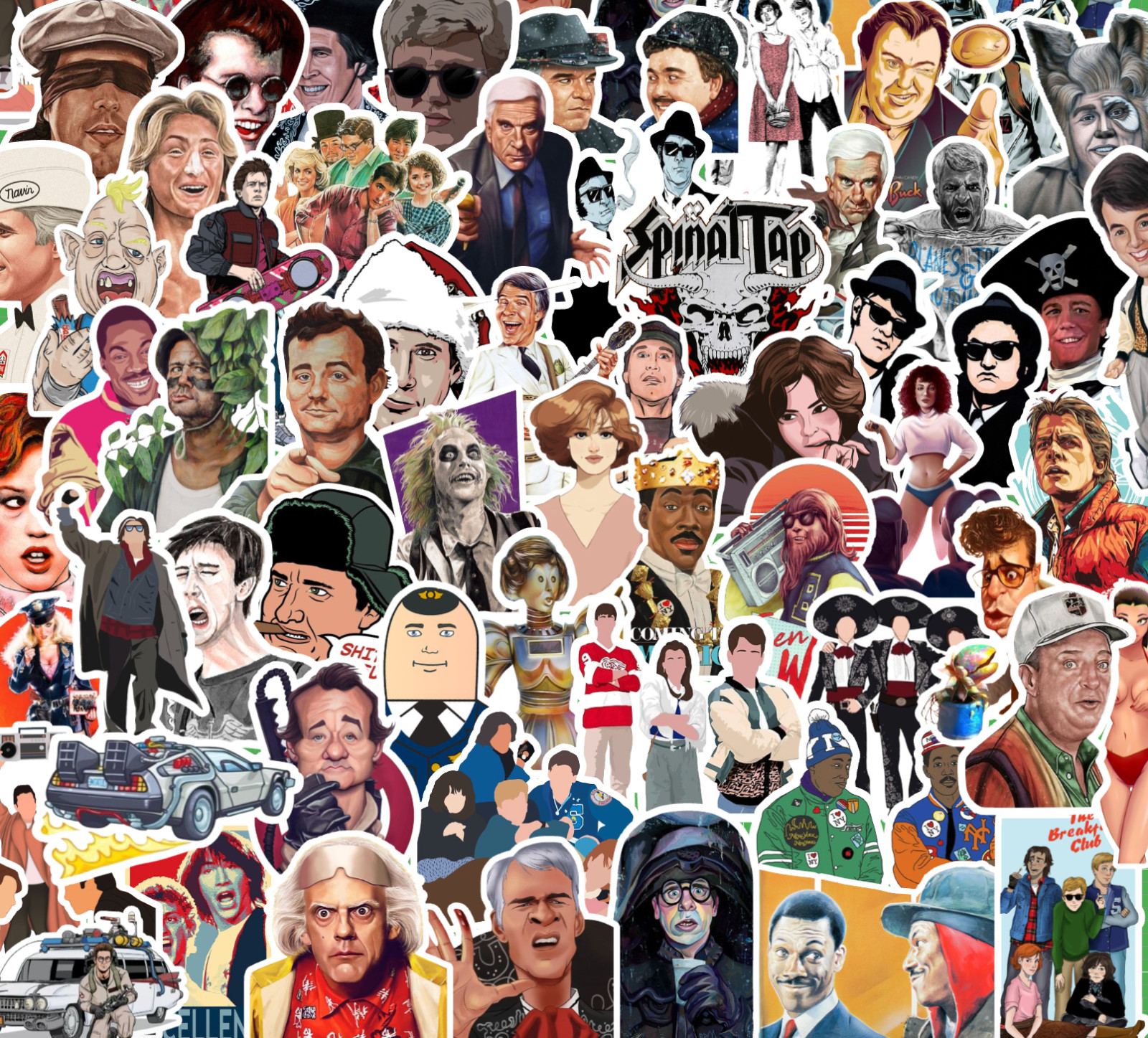 25/50 80’s Comedy Movie Sticker Pack-Waterproof Vinyl-Breakfast Club Ghostbuster