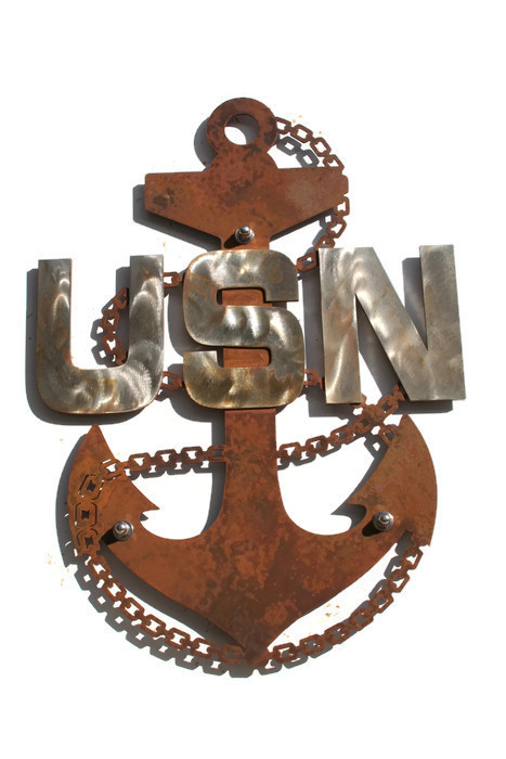 US Navy Chief Anchor Rustic Steel Wall Decor — 19″ tall