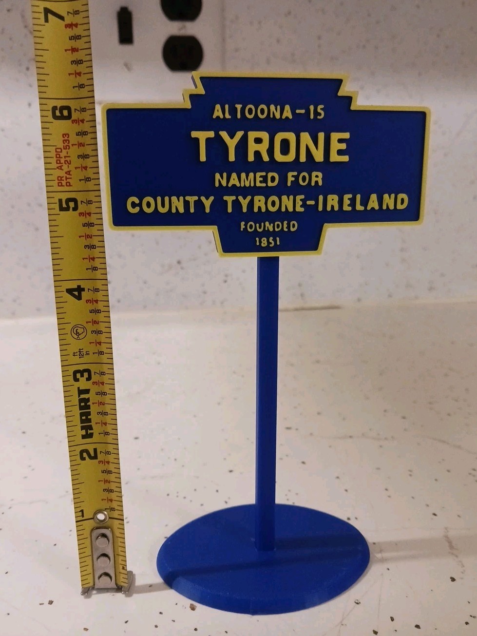 “Tyrone County Pennsylvania Mini-Replica Sign 6” Tall Sign