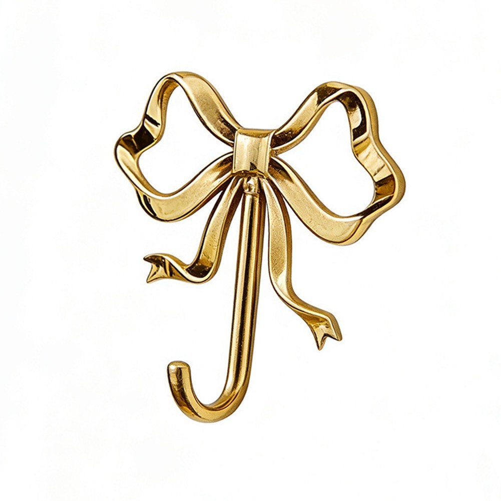Decorative Bowknot Wall Hooks Alloy Gold Finish for Hallway Coat Towel Storage