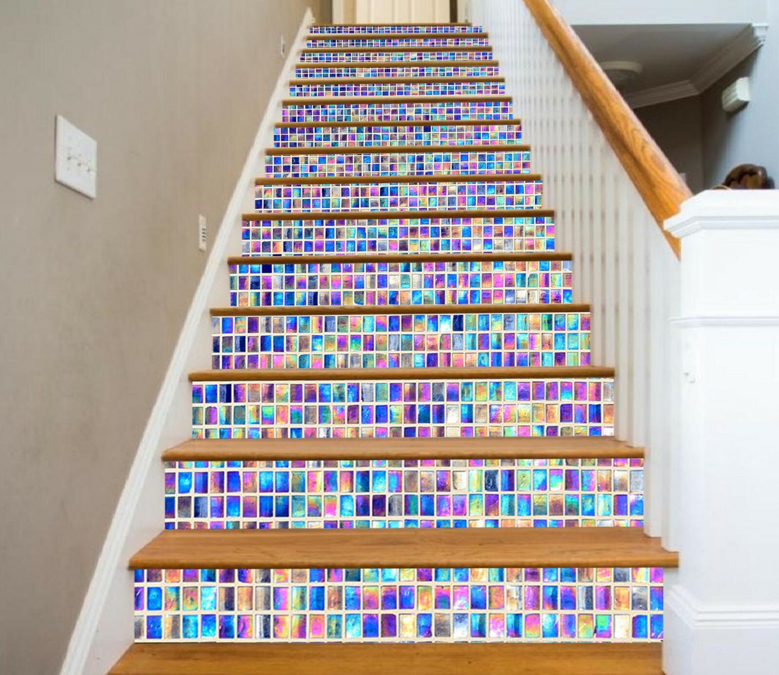 3D Colored Tiles NA163 Stair Risers Decoration Photo Mural Decal Wallpaper Fay