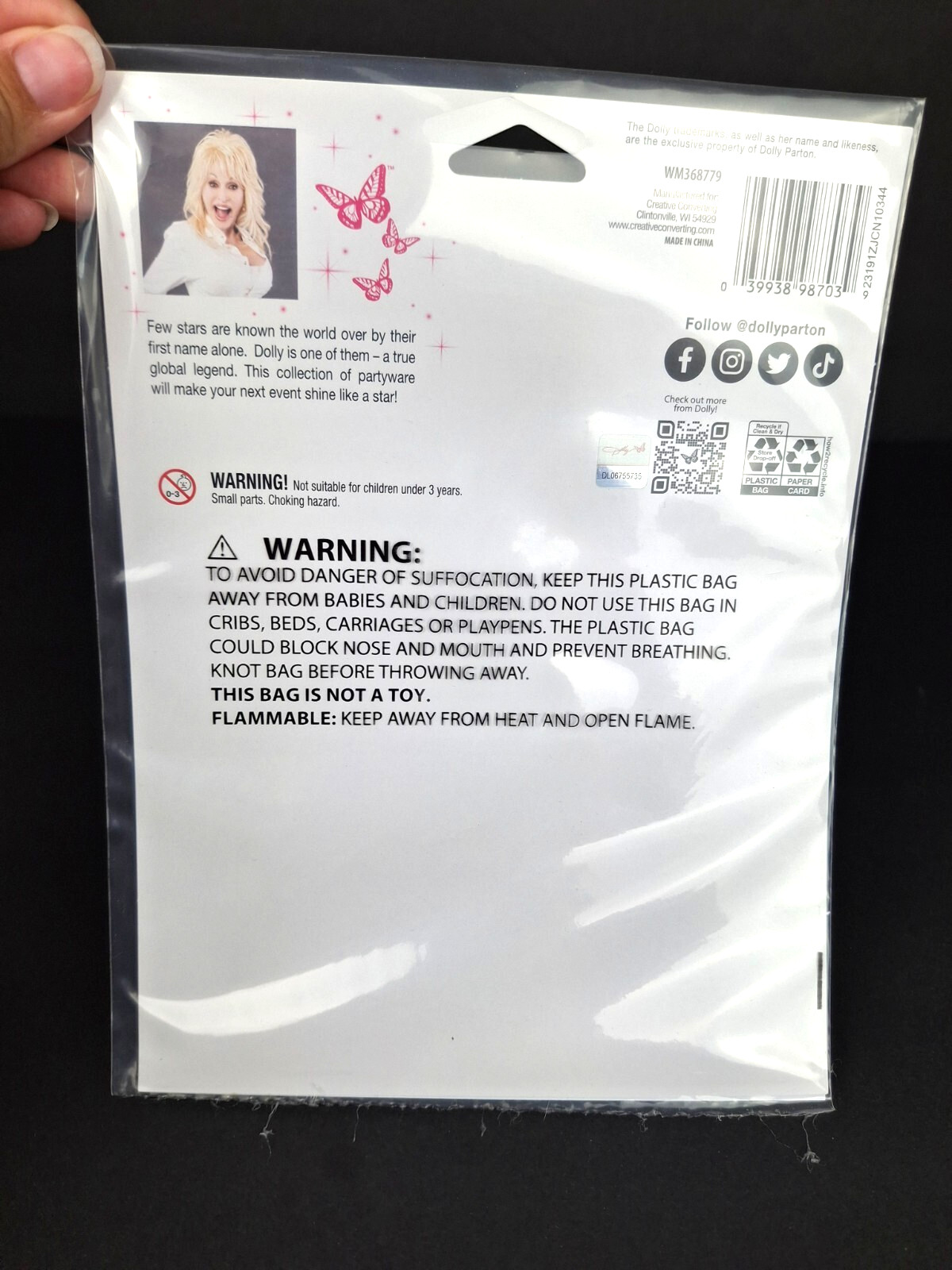 Dolly Parton Reusable Multi-Color Vinyl Stickers 1 Sheet of 6