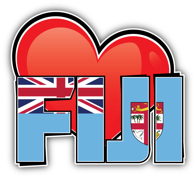 Fiji Art Heart Flag Travel Slogan Car Bumper Sticker Decal