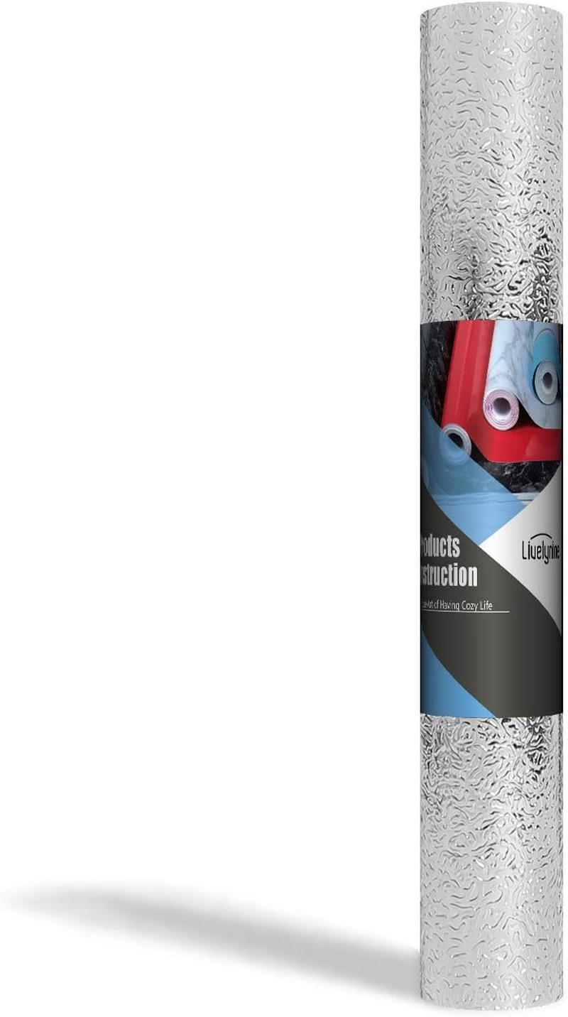 Silver Contact Paper Waterproof Oilproof Peel and Stick 15.8×78.8 Inch Roll