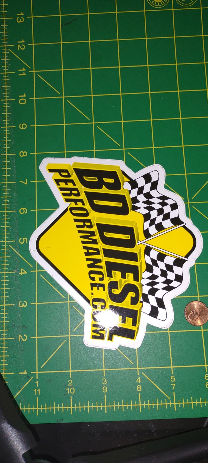 Large Die Cut Vinyl Racing Sticker Performance Checkered Flags Yellow Auto Decal
