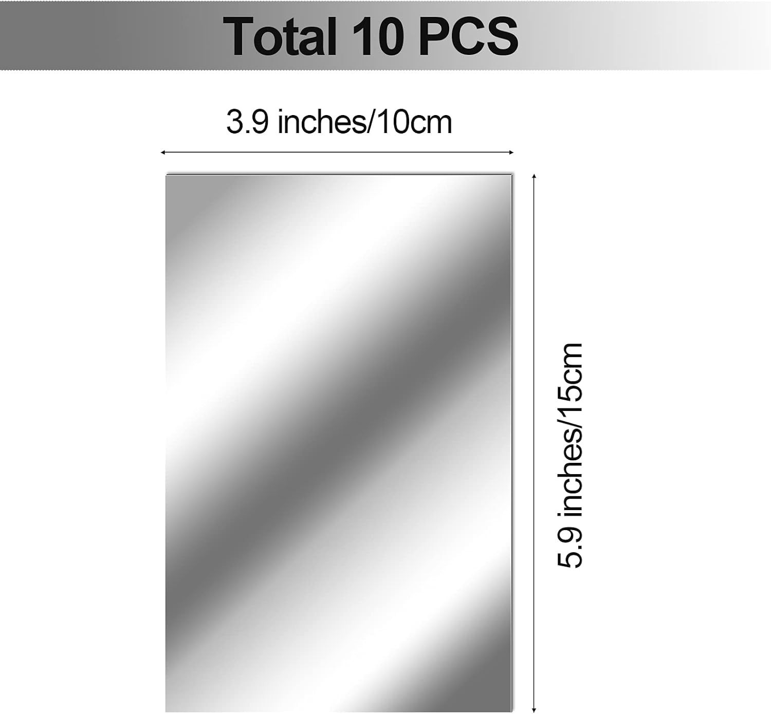 Reflective Wall Decor: 10 Adhesive Silver Mirror Stickers – 4 x 6 Inches