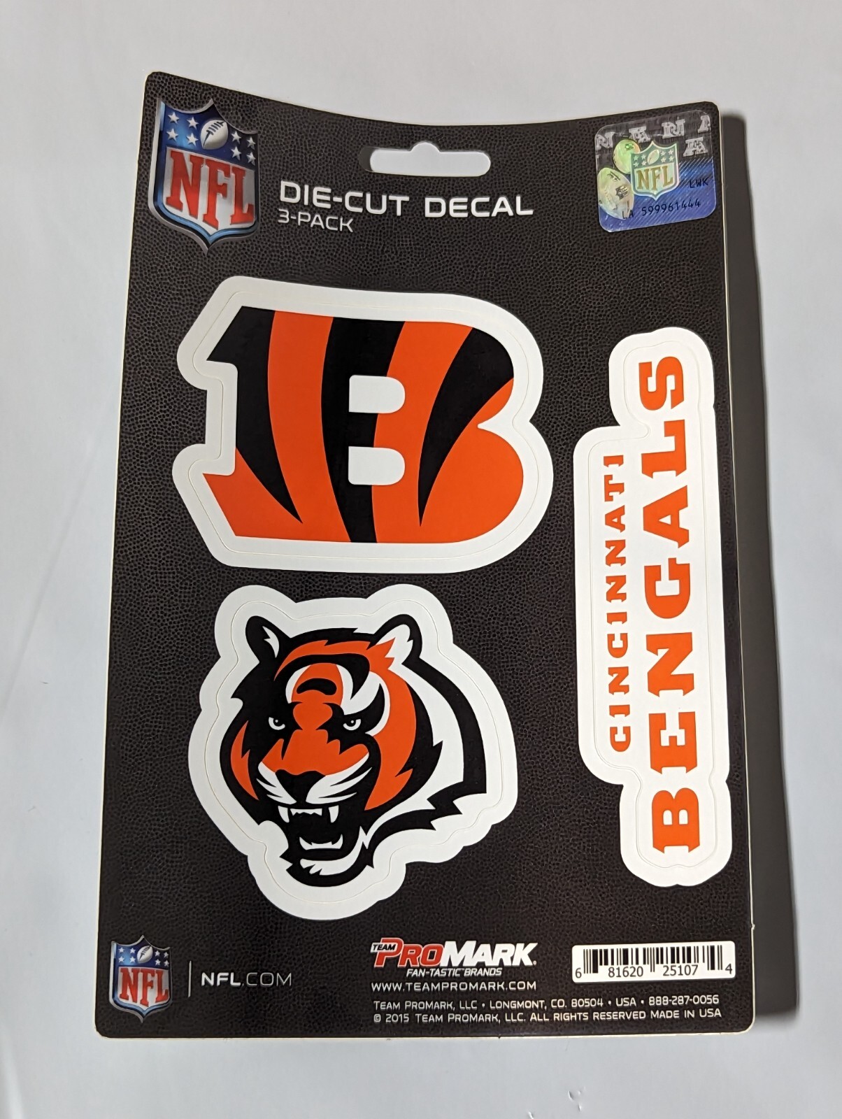 Cincinnati Bengals 3-Pack Die-cut Decals Stickers Sheet Measures 5″ x 7″ New!