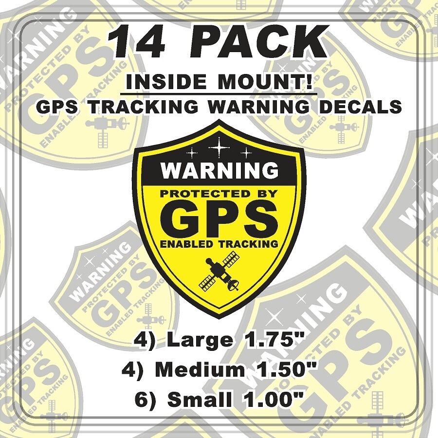 14 PACK GPS Tracking Warning INSIDE MOUNT Theft Deterrent Stickers High Quality