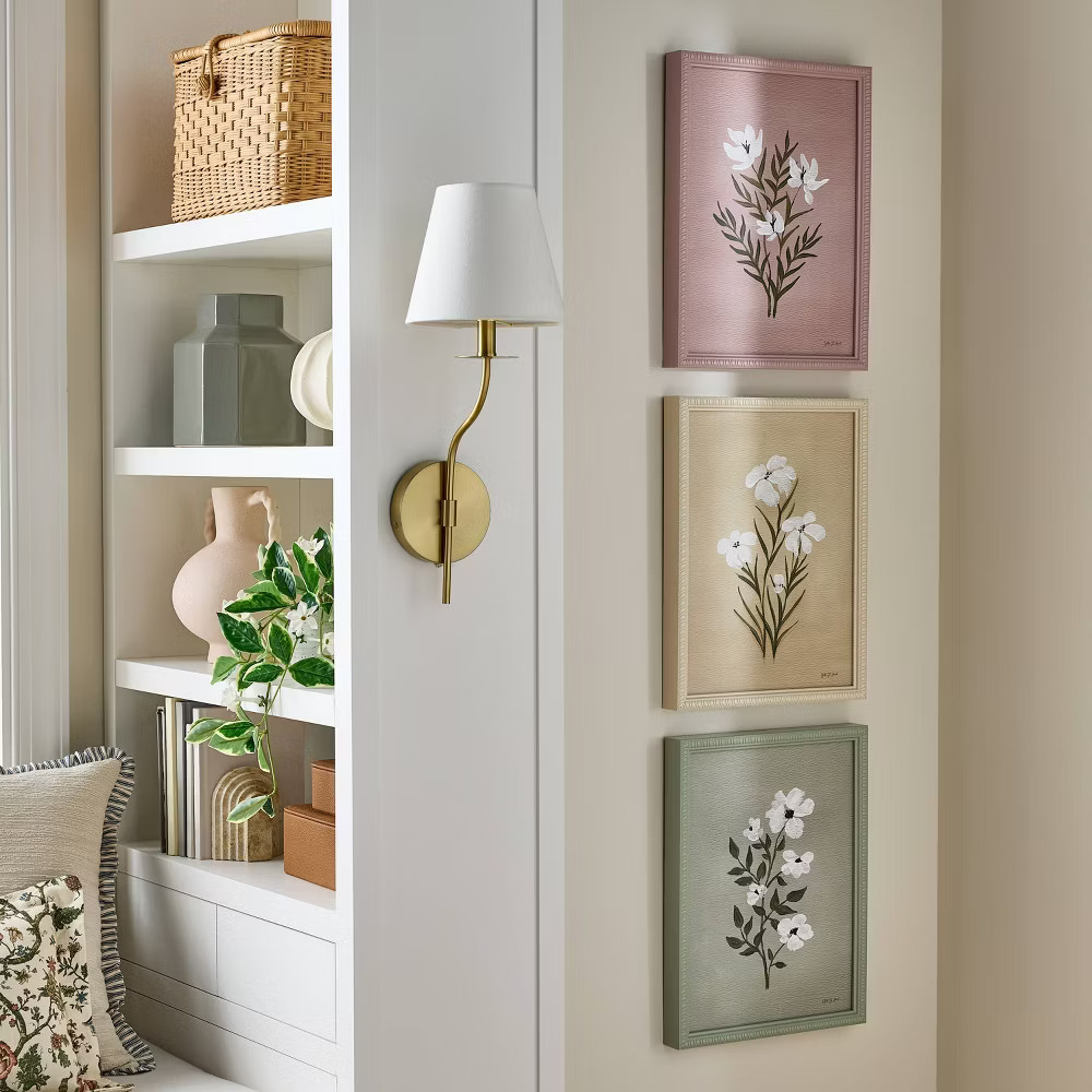 (Set of 3) 12″x16″ Flower Framed Arts – Threshold designed with Studio