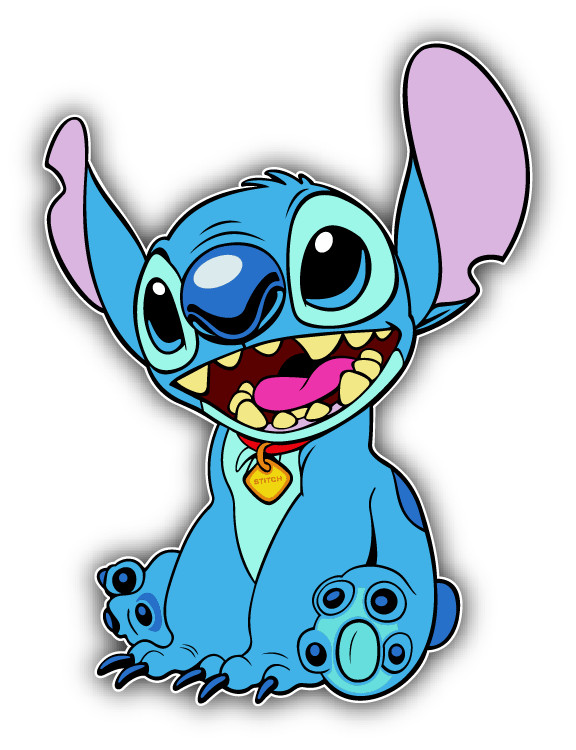 Lilo & Stitch Sitting Cartoon Car Bumper Sticker Decal 4” x 5”