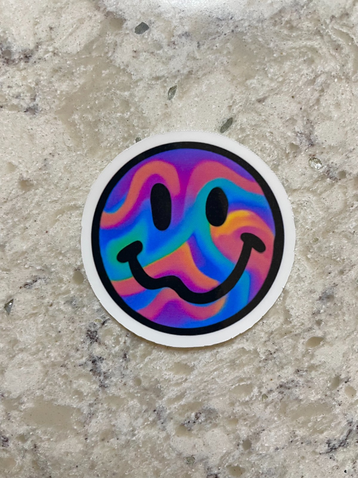 Retro Trippy Smiley Face Sticker l Gloss or Holographic Laminate l Waterproof