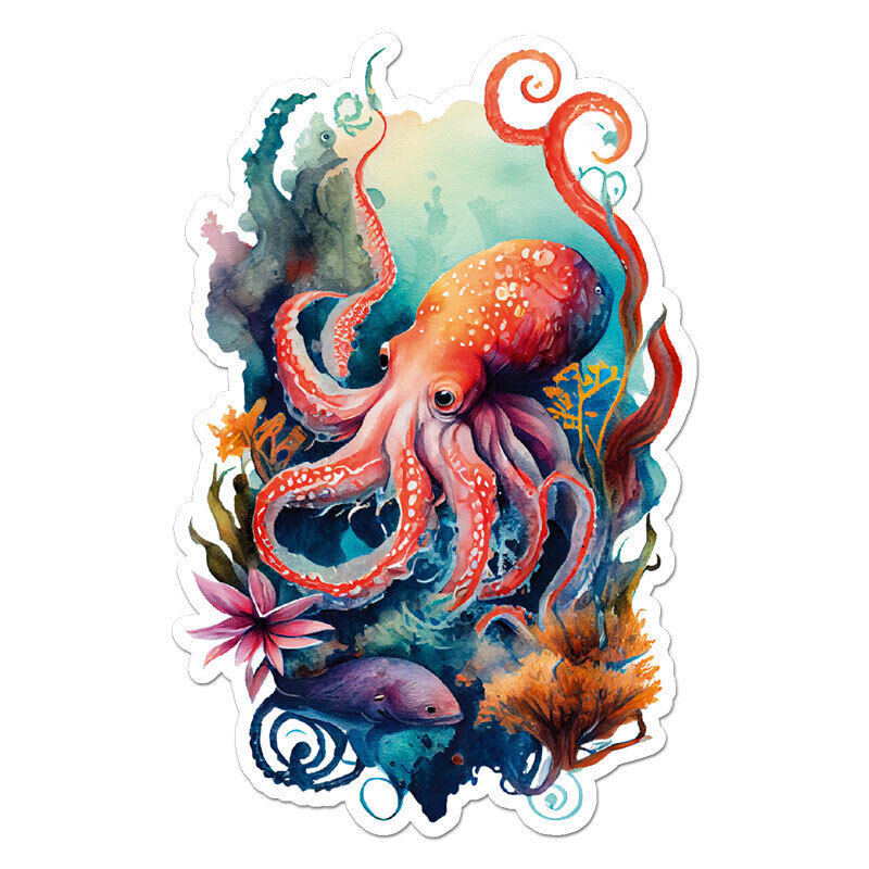Octopus Coral Reef Sticker Decal