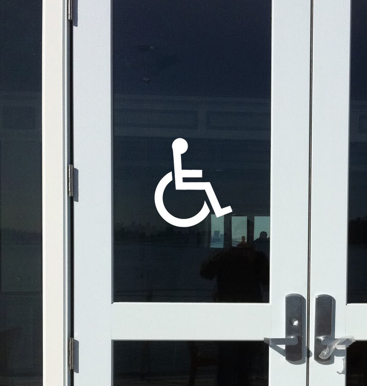 Handicap Accessible Vinyl Decal | Wheelchair Restroom Door Sign Die Cut Sticker