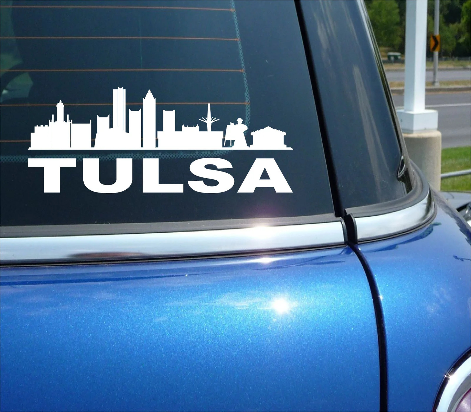 TULSA OKLAHOMA CITY SKYLINE CITYSCAPE CAR WALL DECAL BUMPER STICKER