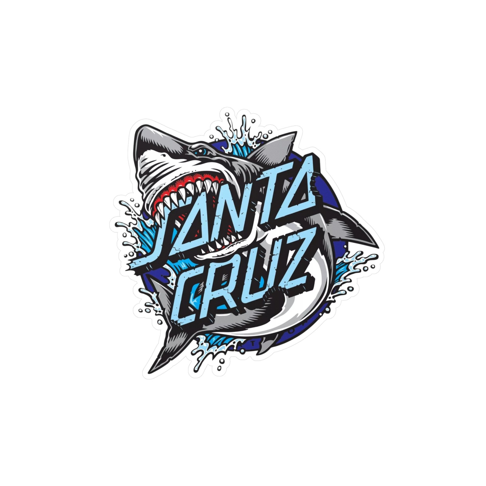 Santa cruz Kiss-Cut Vinyl Decals, Shark Stickers, Surf Decor, Skate, Laptop