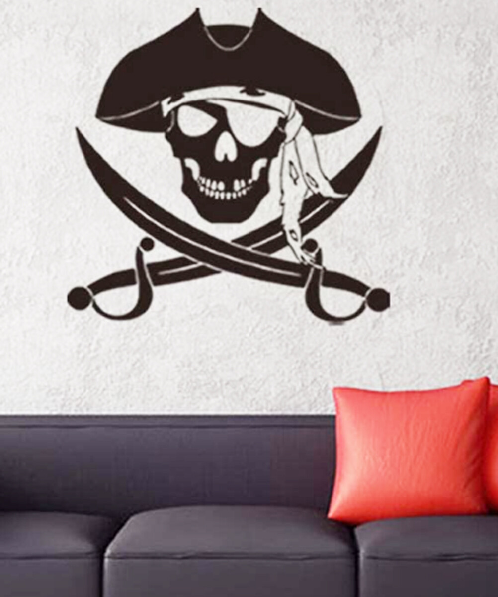 Decal Pirate Skull and Sword Wall Decals Removable Wall Sticker Peel -Stick