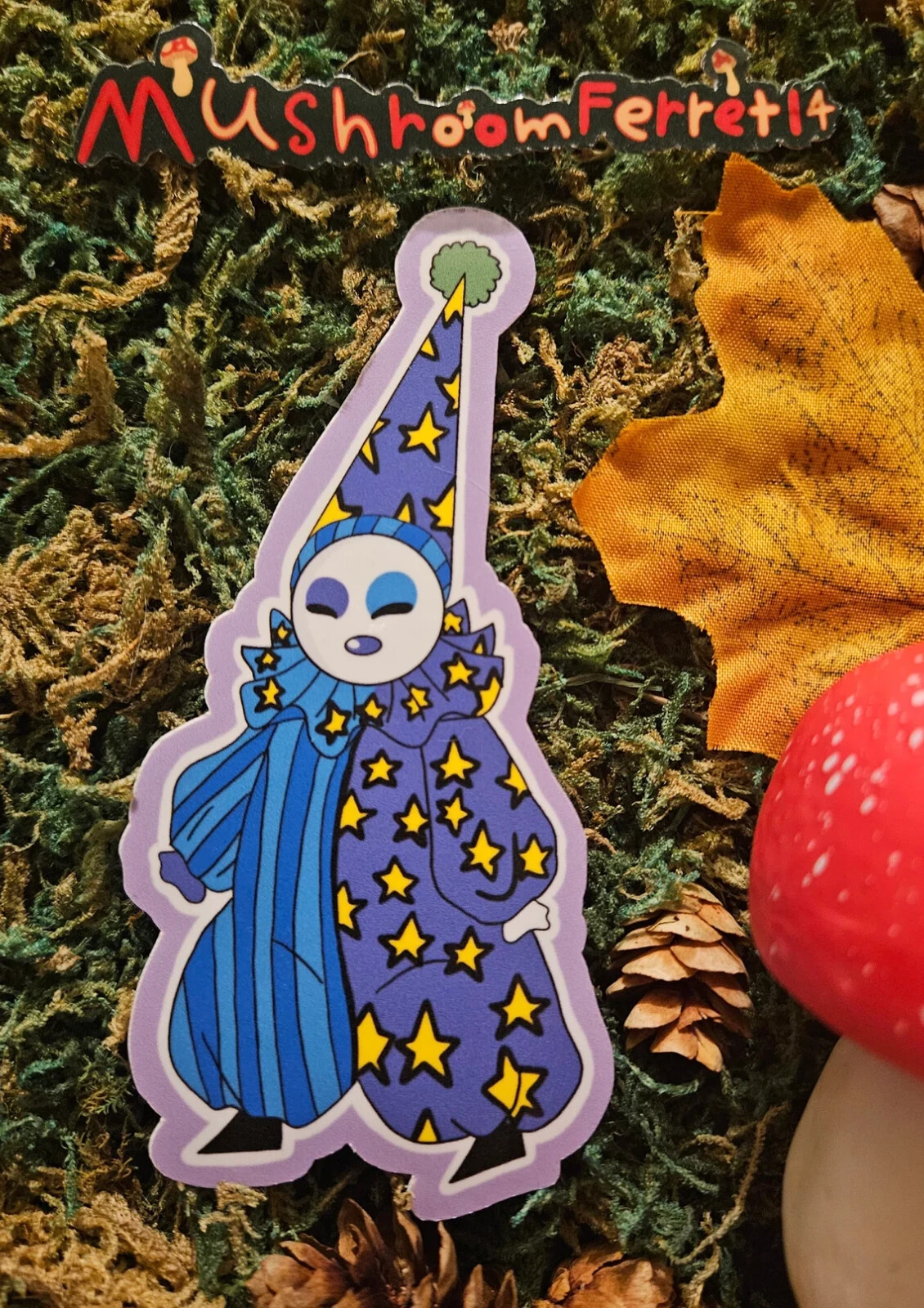 Handmade “Happy Face Clown” die cut sticker. Weatherproof. See description!