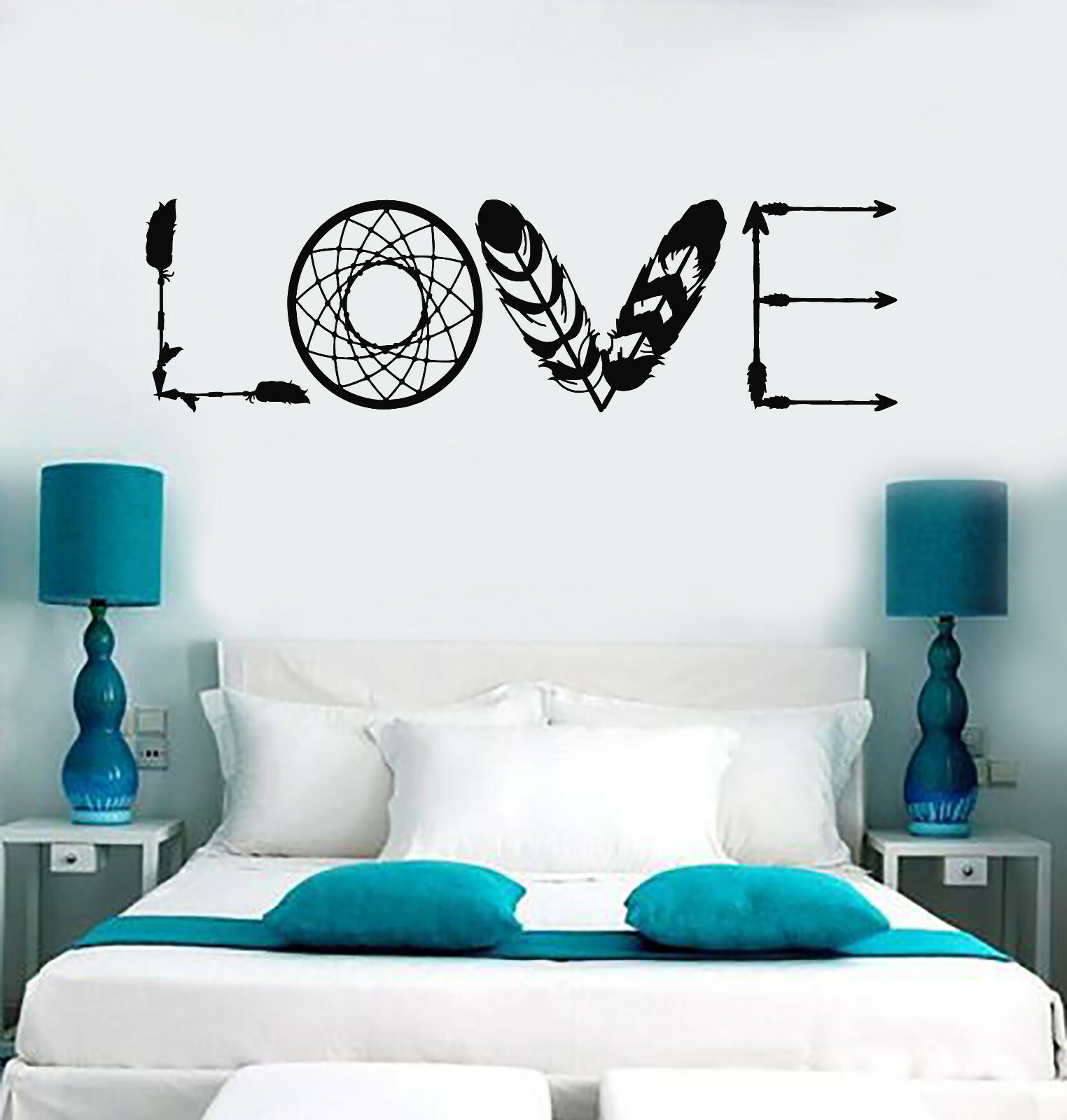 Vinyl Wall Decal Ethnic Love Arrows Word Bedroom Romantic Room Stickers (ig5271)