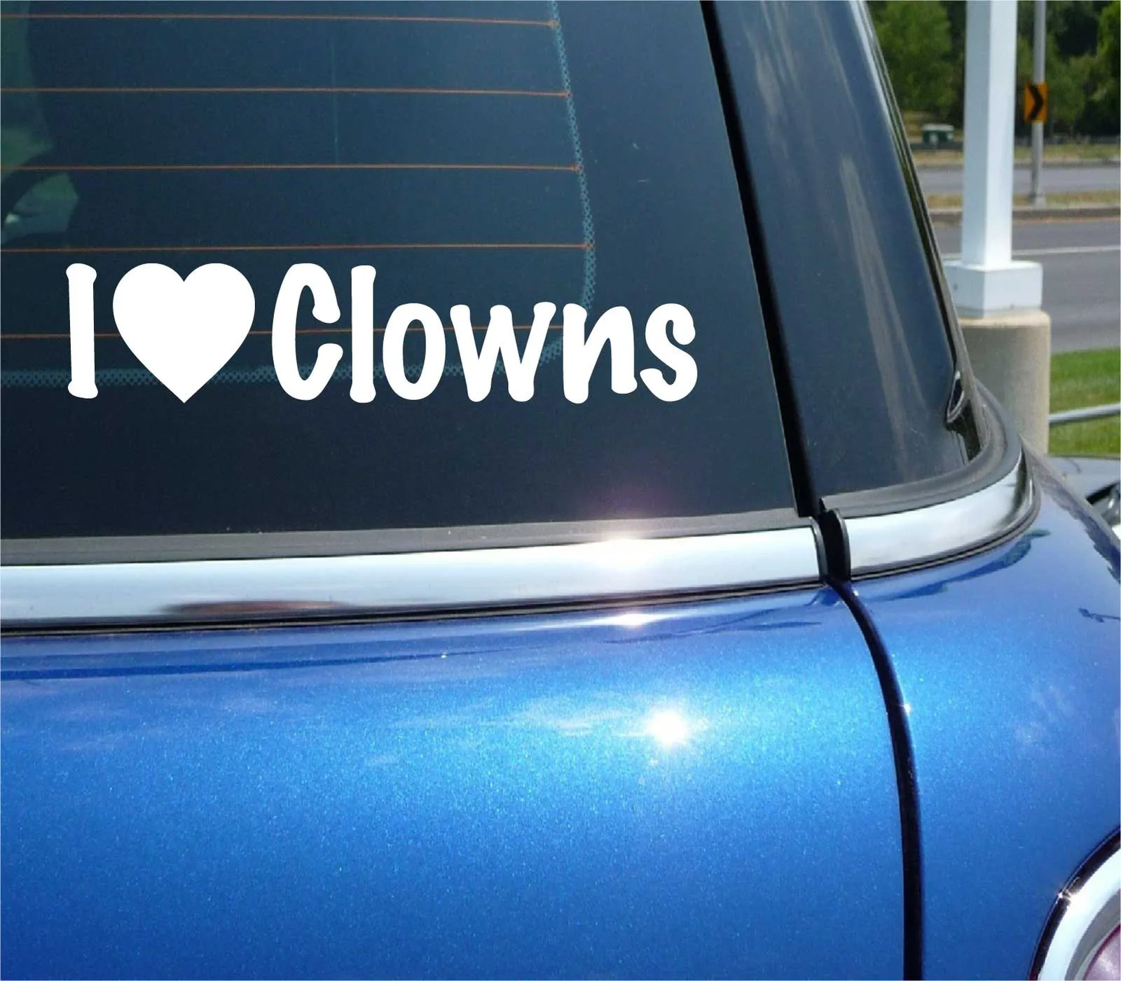 I LOVE CLOWNS DECAL STICKER HEART CIRCUS FAIR SCARY IT MAKEUP CAR TRUCK FUNNY