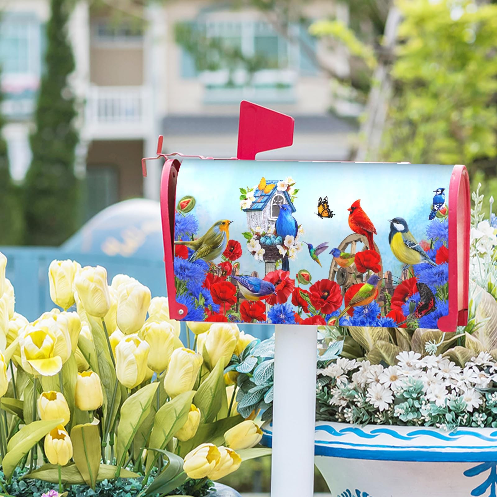 Anyako Spring Cardinal Birds Mailbox Covers Magnetic 21×18 inch,