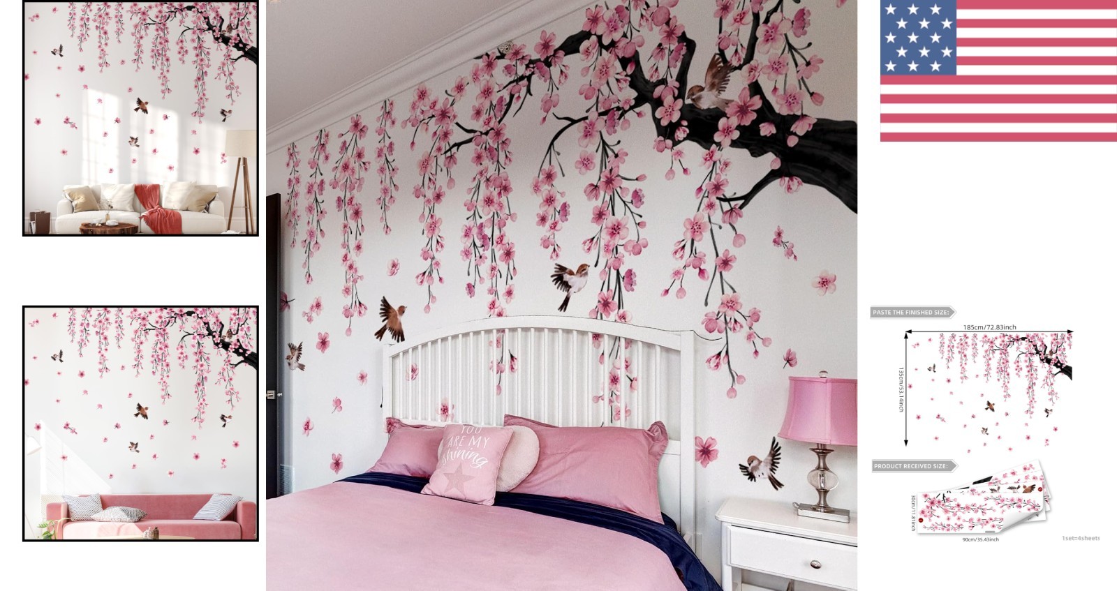 Transform Your Space with Large Pink Flower Wall Murals – Easy Peel & Stick