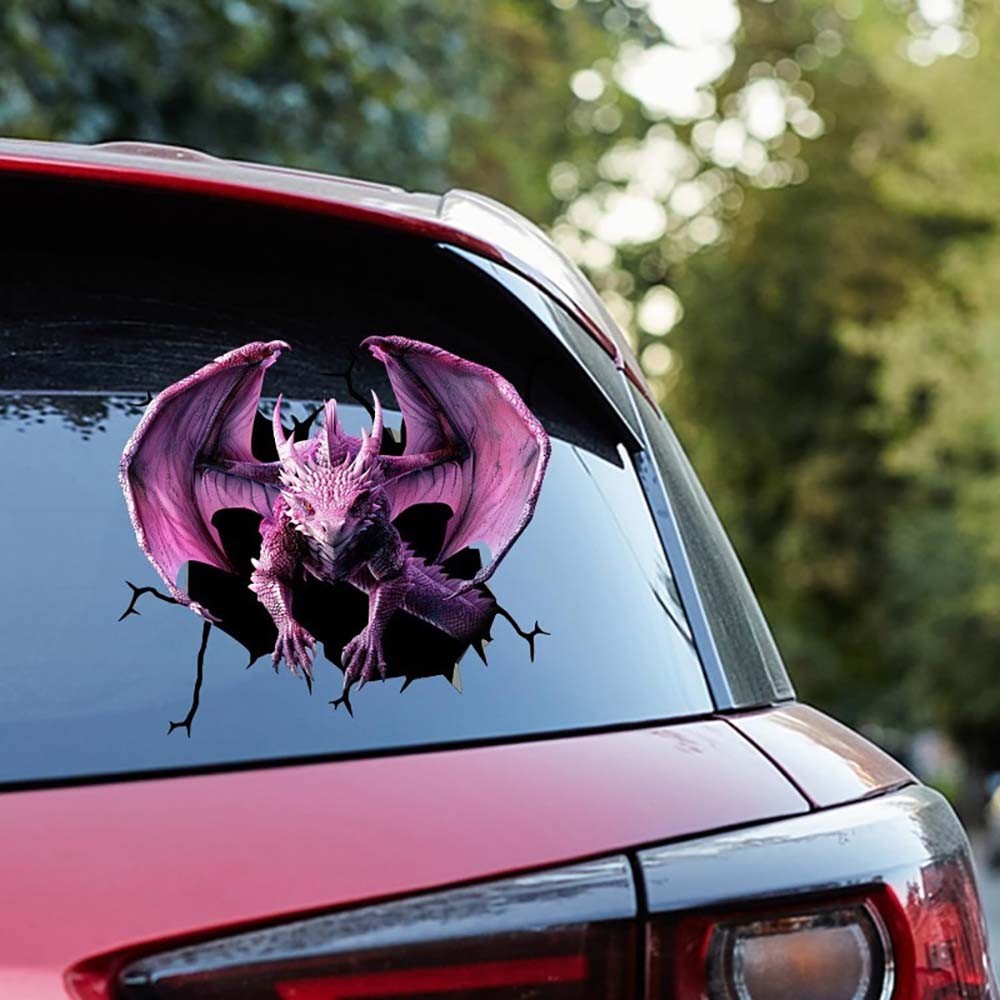 Dragon-Shaped 3D Visual Sticker Red Crack-Effect Dragon-Shaped 3D Visual Sticker
