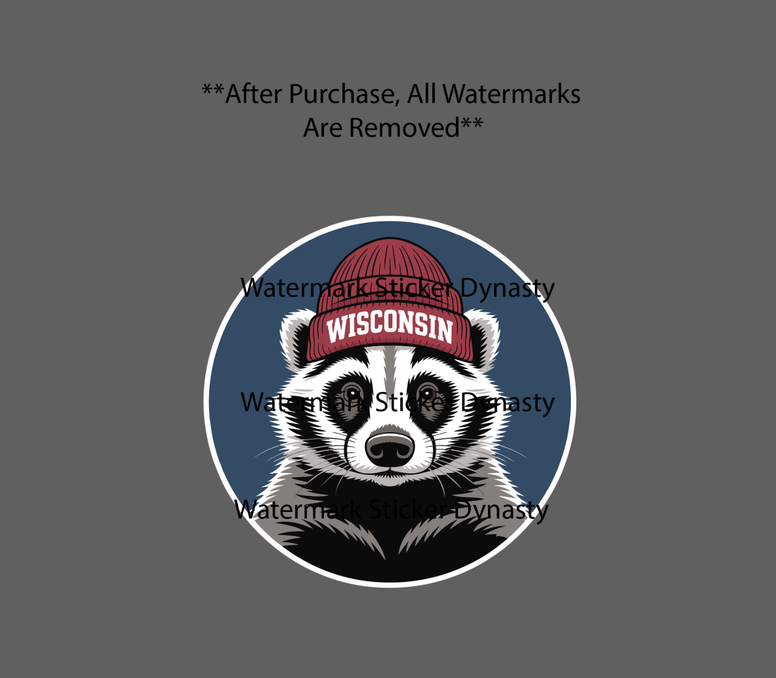 Wisconsin Badger Sticker Waterproof Decal Animal Sports College Beanie Gift NEW