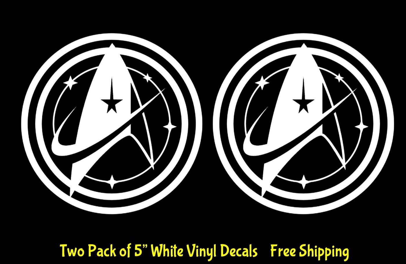 Starfleet Command Star Trek 2 Pack of 5″ White Vinyl Decals Car Tablet Window