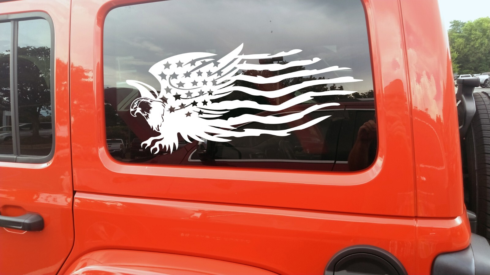 American Flag with Bald Eagle Vinyl Decal – Distressed – Die Cut Sticker