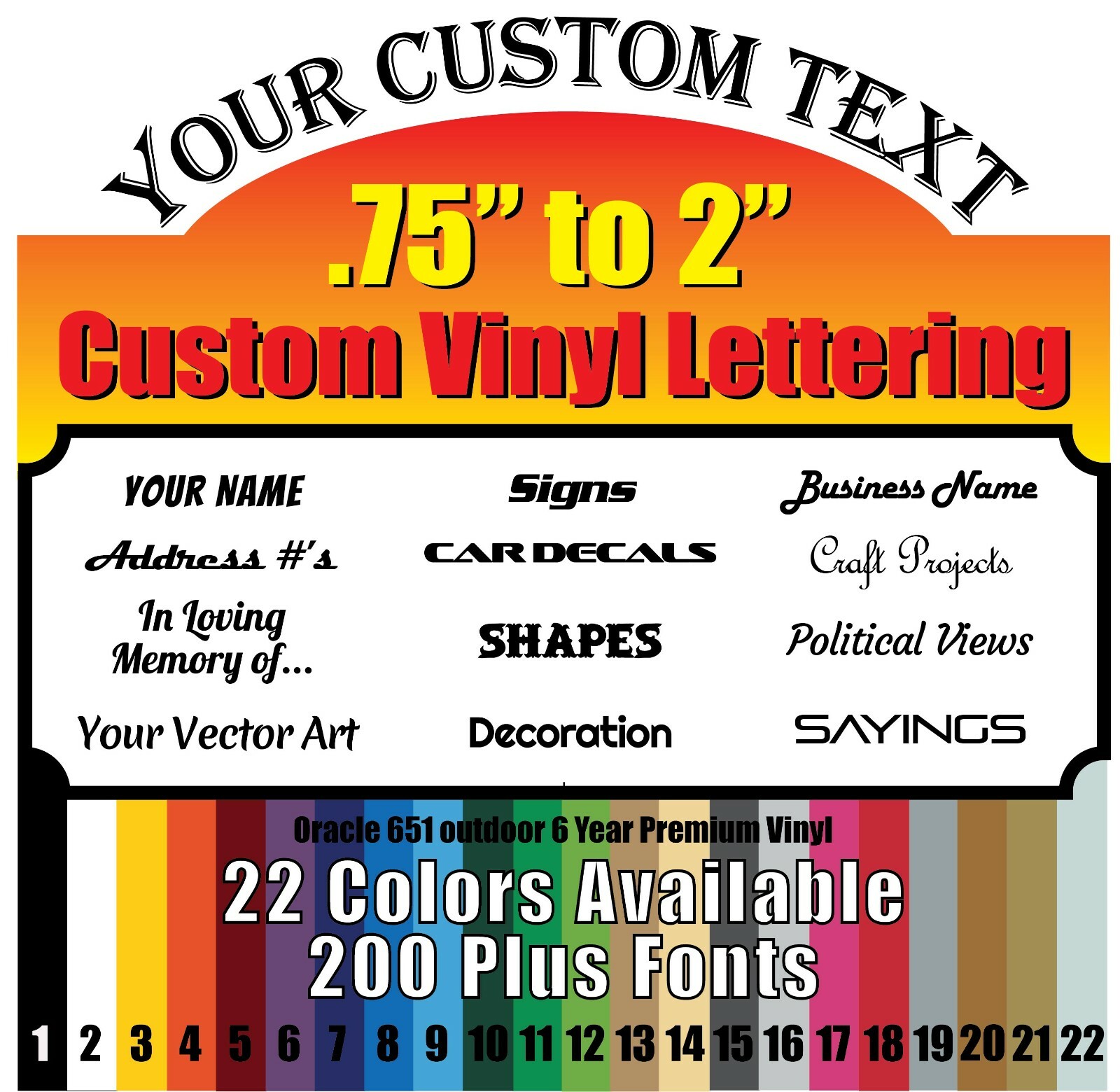 3/4 – 2″ Custom Vinyl Text Phrase/Lettering Decal personalized window Car Name