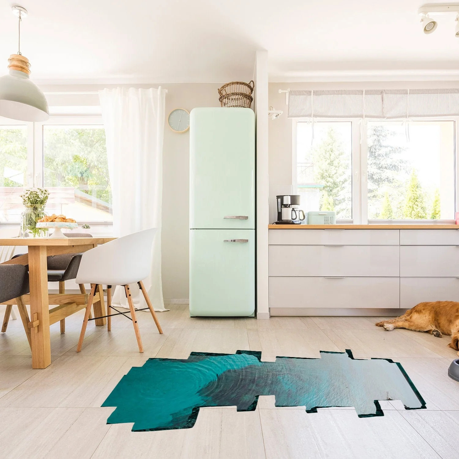 3d Floor Ocean Vinyl Sticker – Porthole Effect Decor Art Decal – Illusion For