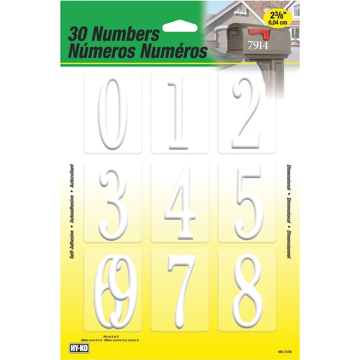 Hy-Ko 2.375 In. White Adhesive Number Set MM-200W Pack of 2 Hy-Ko MM-200W