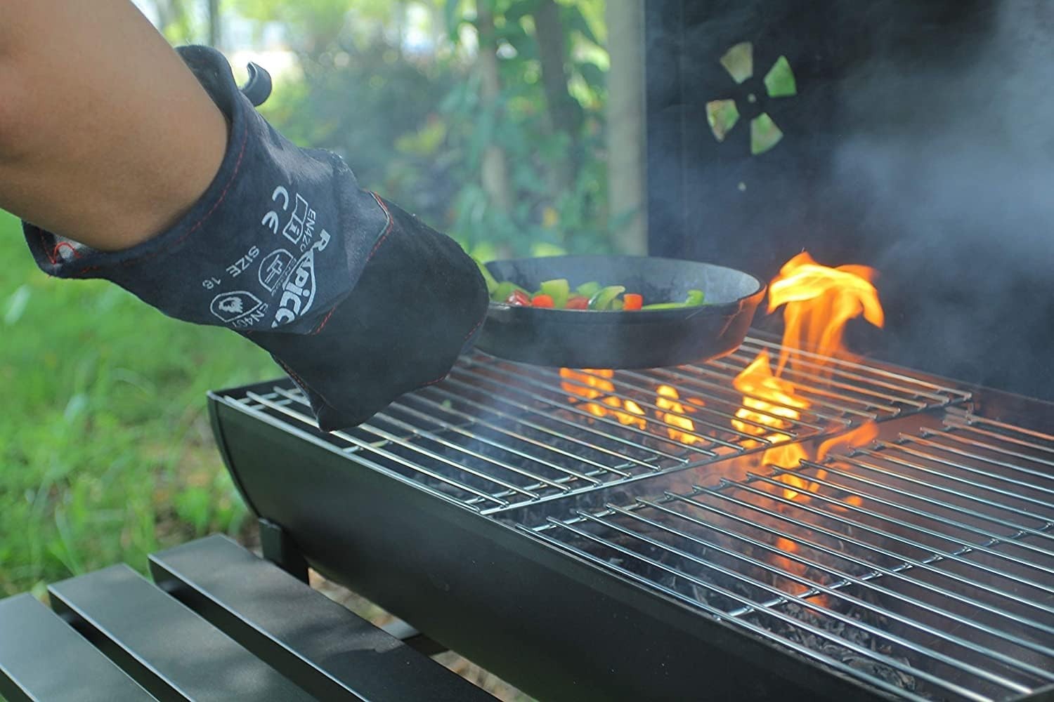 Fireplace Gloves Fire Heat Resistant: Dark-Grey 16IN 932℉ – Fireproof Leather fo