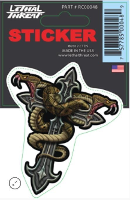 NEW LETHAL THREAT R&C CROSS & SNAKE MINI DECAL STICKER 2.75″x3.5″ RC00048
