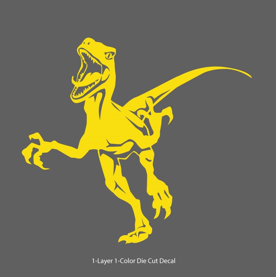 Dinosaur Velociraptor 5, Jurassic Period 4-21″ wide Die Cut Vinyl Decal Sticker