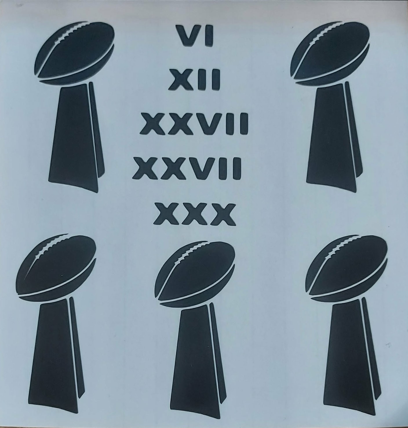 5 INCH VINYL CAR WINDOW STICKER SHOWING THE DALLAS COWBOYS 5 TROPHIES
