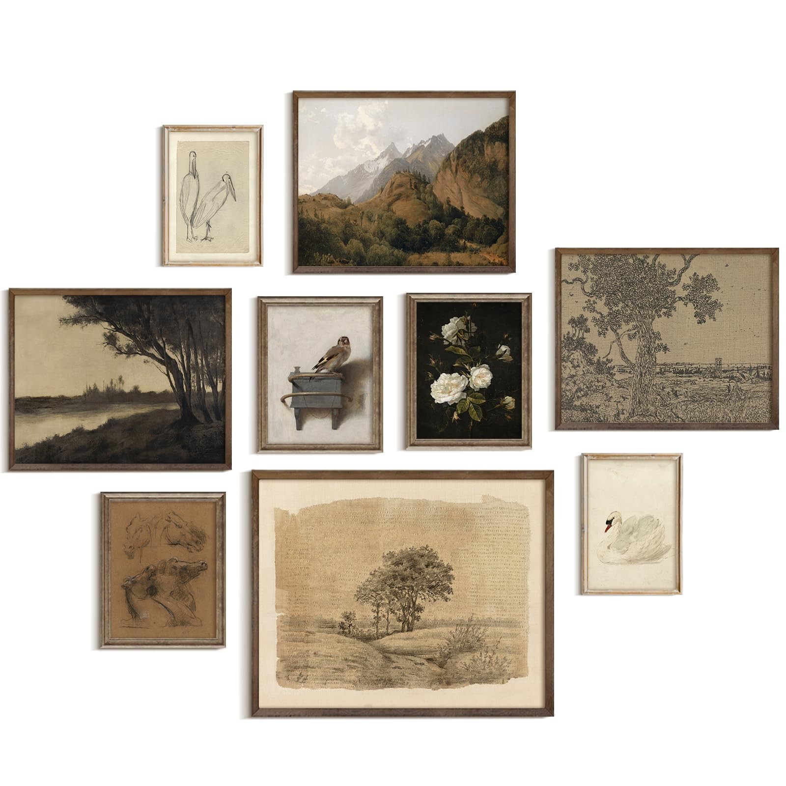 9Pcs Vintage Gallery Wall Art Decor Prints Neutral Farmhouse Wall Decor Natur…