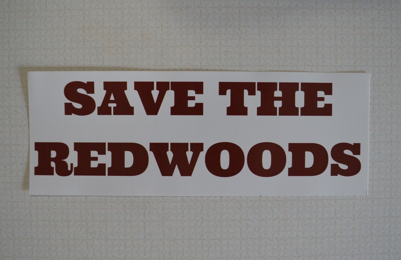 SAVE THE REDWOODS Bumper Sticker, 3″ x 9″ Rectangular