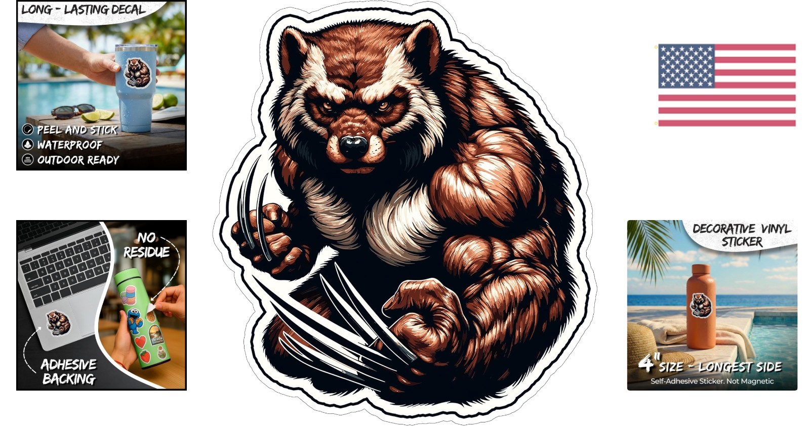 Compact 4-Inch Wolverine Lover Sticker – Colorful Vinyl Decal for Personal Touch