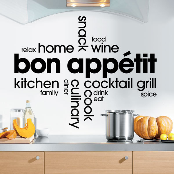 Kitchen Dining room Bon Appetit vinyl wall sticker art quote home decoration