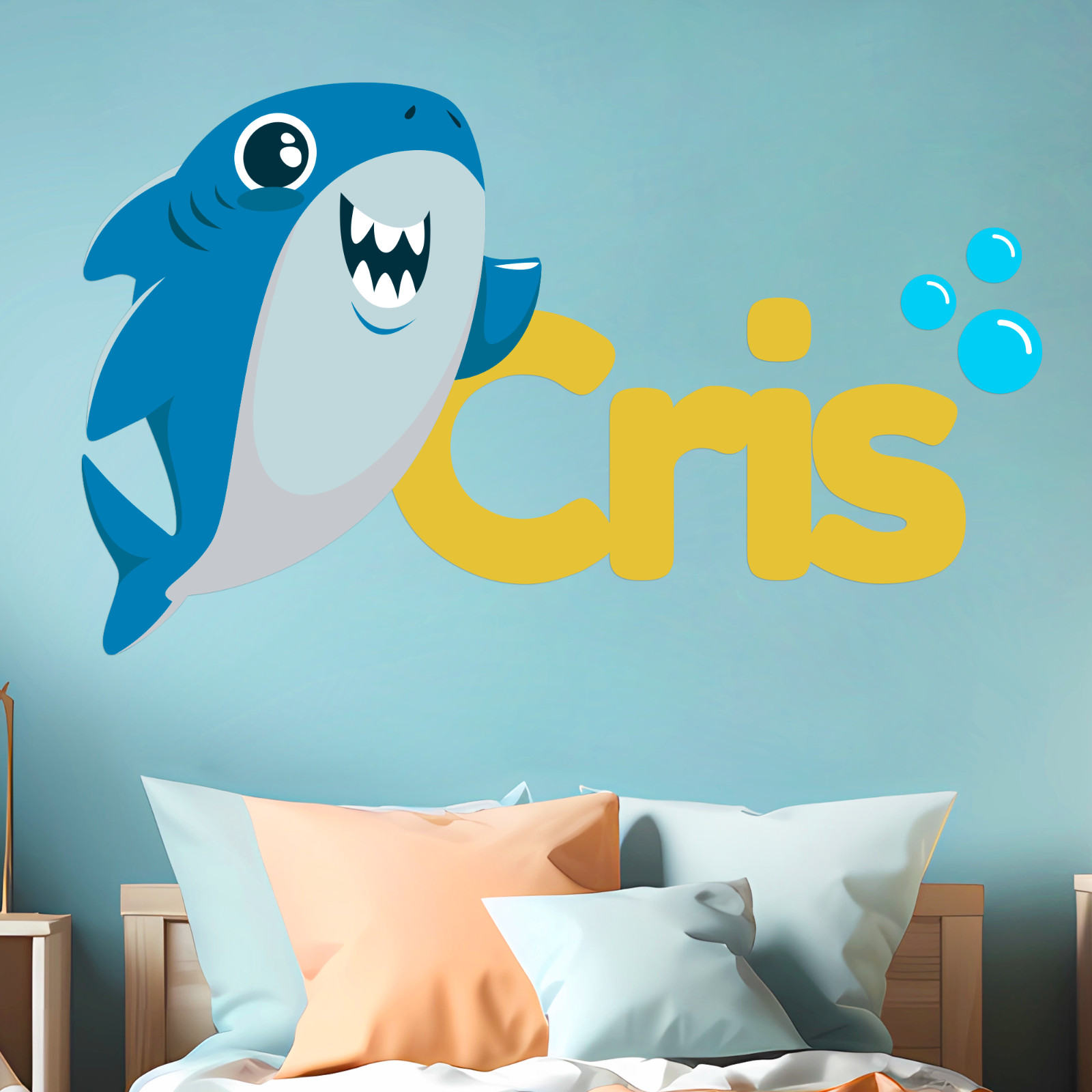 Custom Shark Name I Vinyl Sticker for Kids I Nursery Wall Decal I Multi-Size
