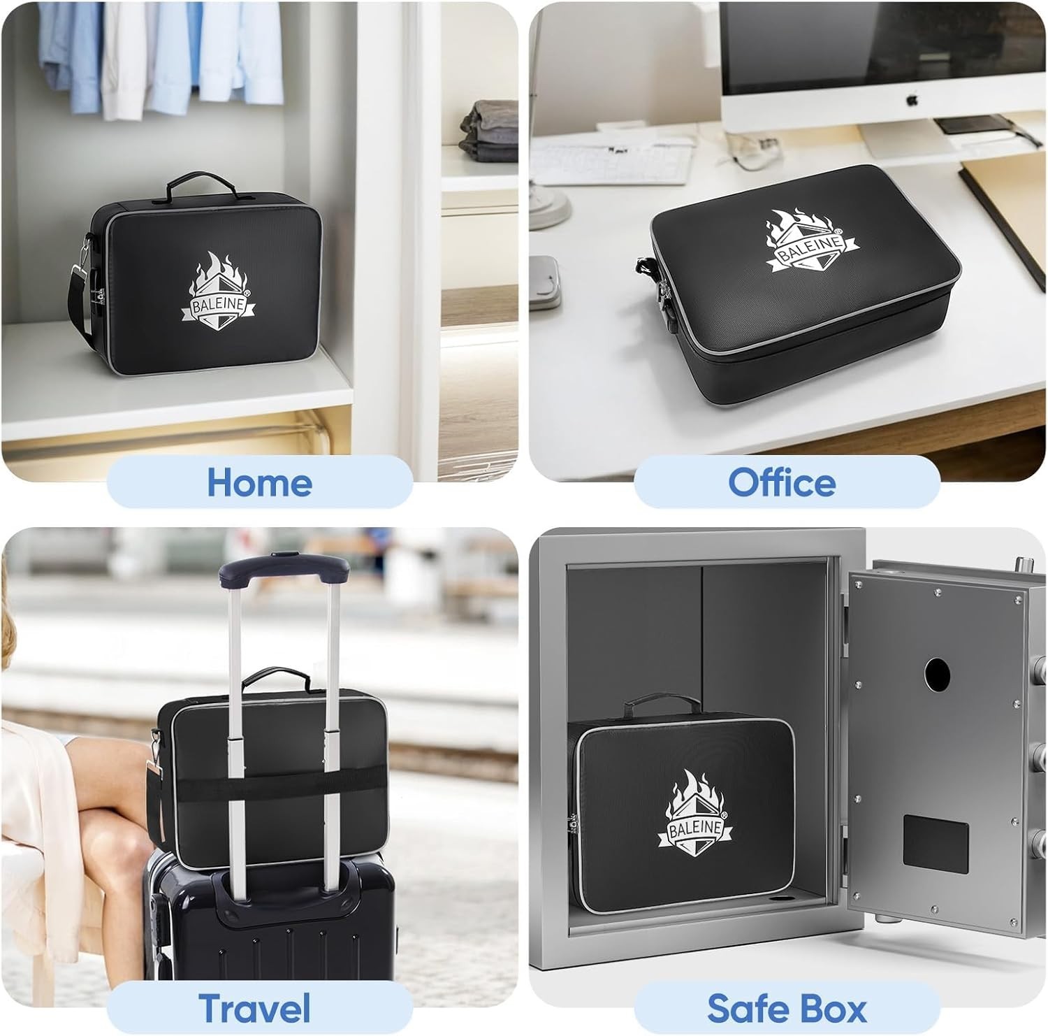 Fireproof Document Box with Lock, Portable Fireproof Document Bag Waterproof Fir