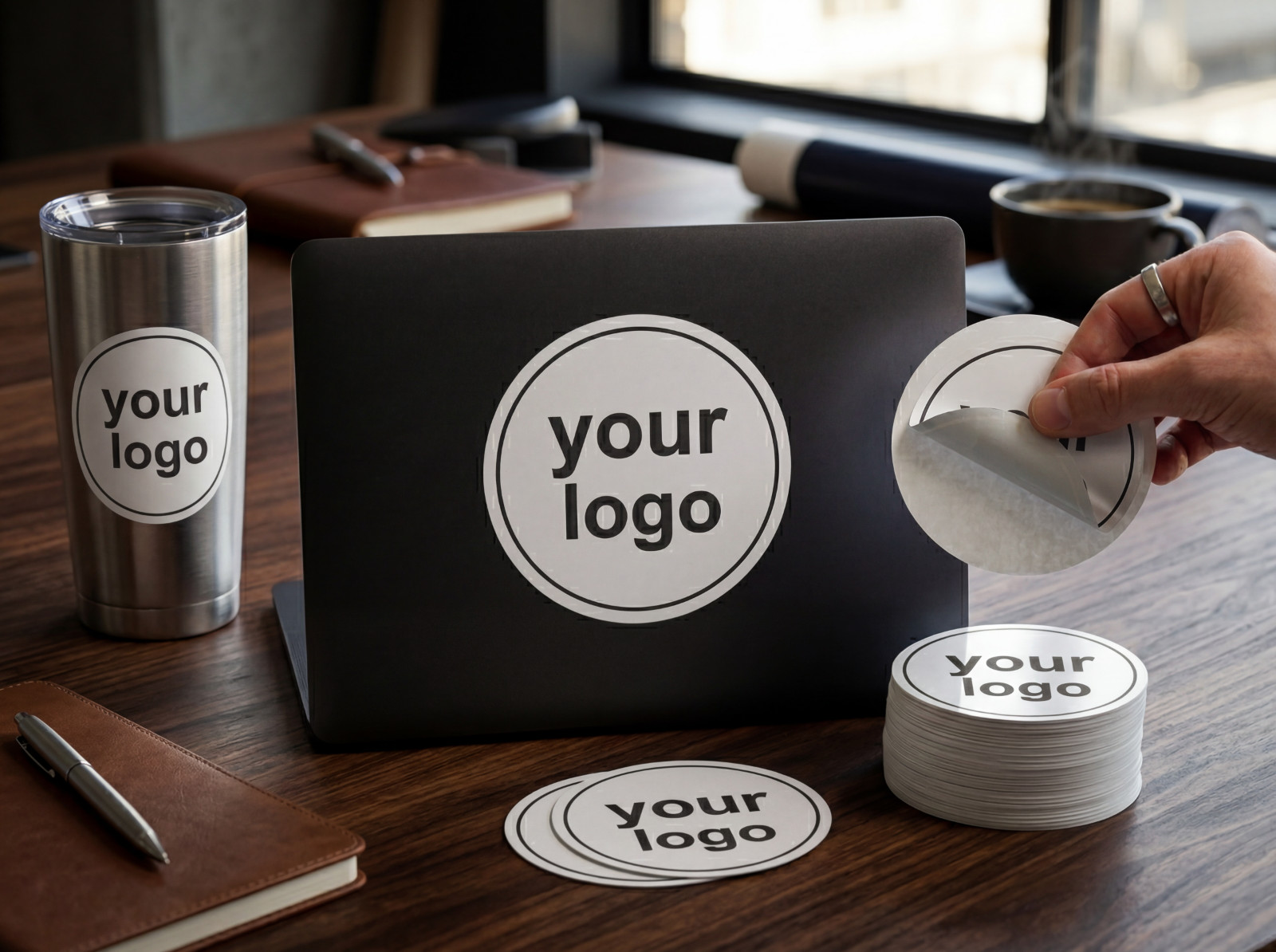 Custom Vinyl Logo Stickers for Business Full Color Waterproof UV Upload Artwork