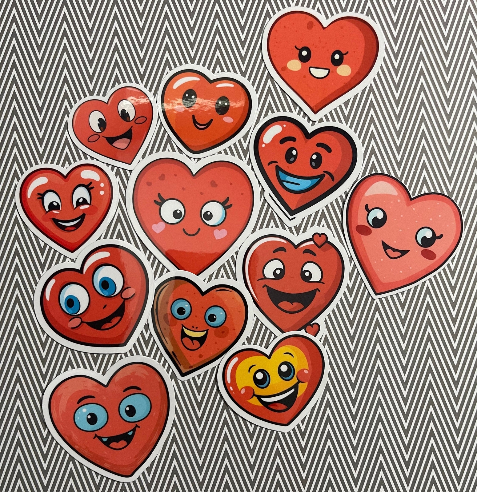 Smiling Red Heart Die Cut Stickers Set Laptop Sticker WaterBottle Sticker